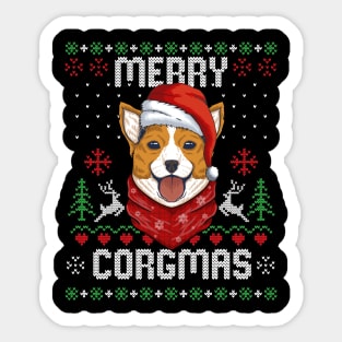 Merry Corgmas Ugly Christmas Sweater Funny Xmas Corgi Gift Sticker
